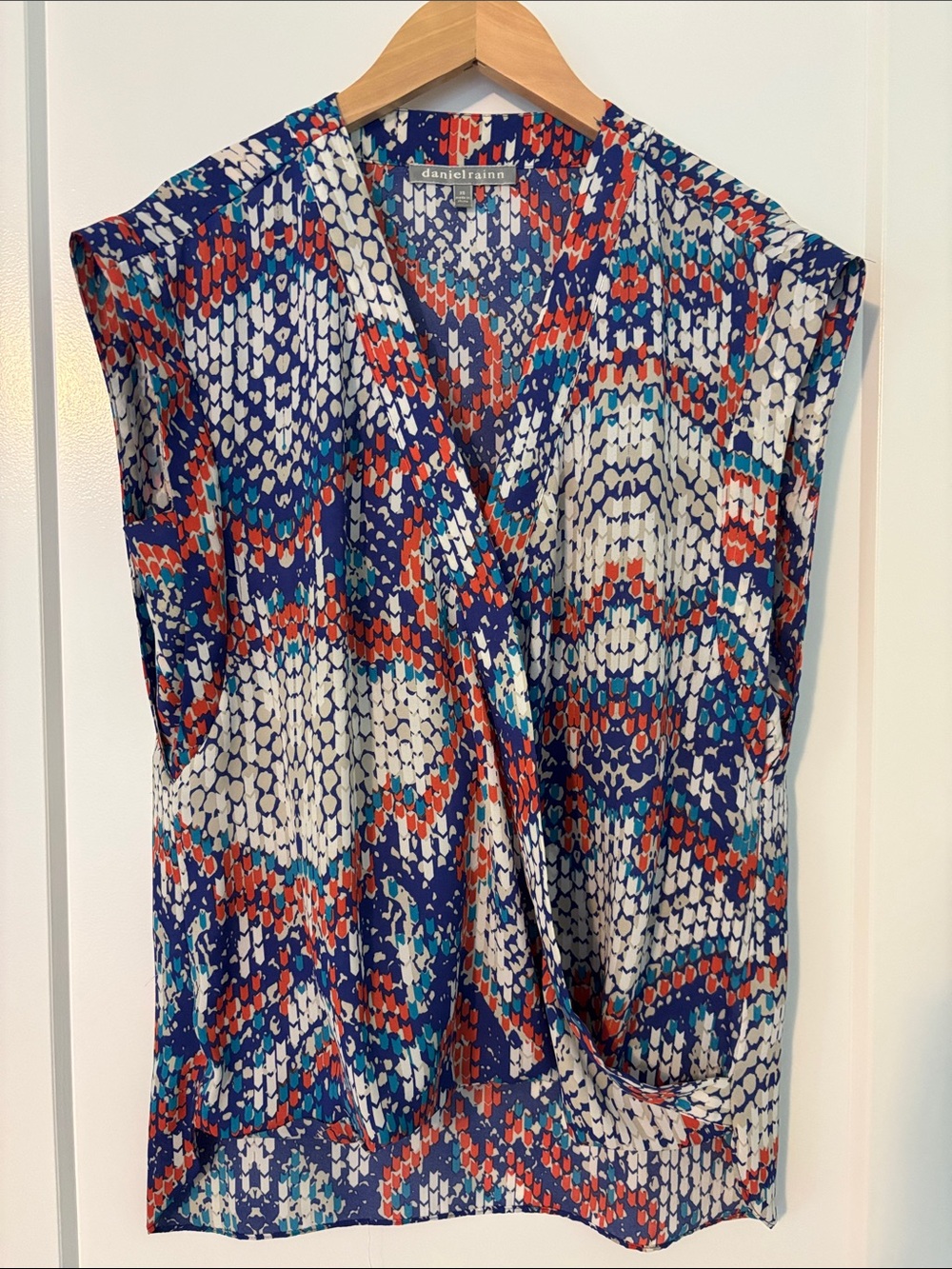 Daniel Rainn Navy, Sleeveless Wrap-Front Tunic, Size XS